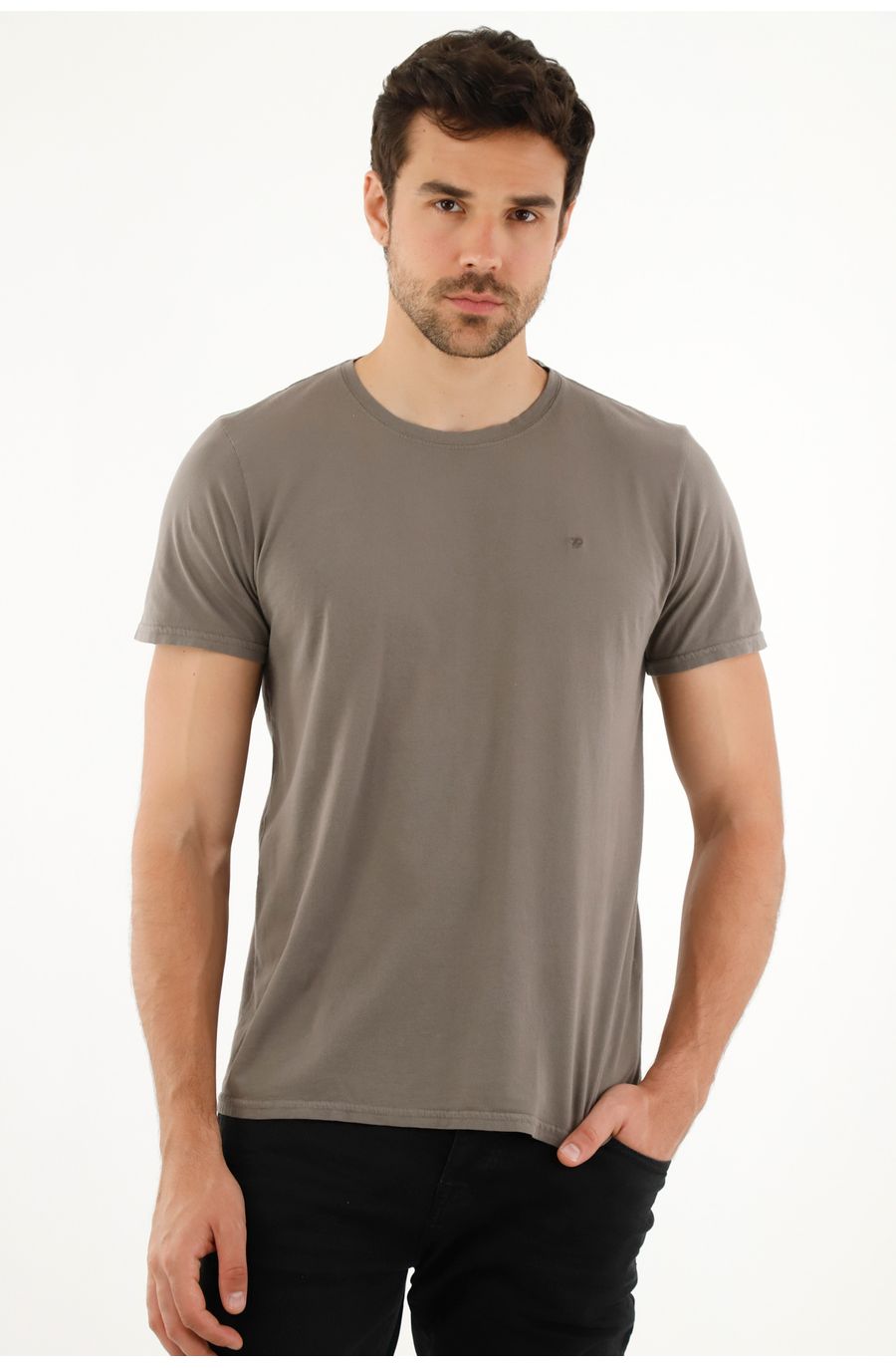Camiseta cuello redondo gris para hombre