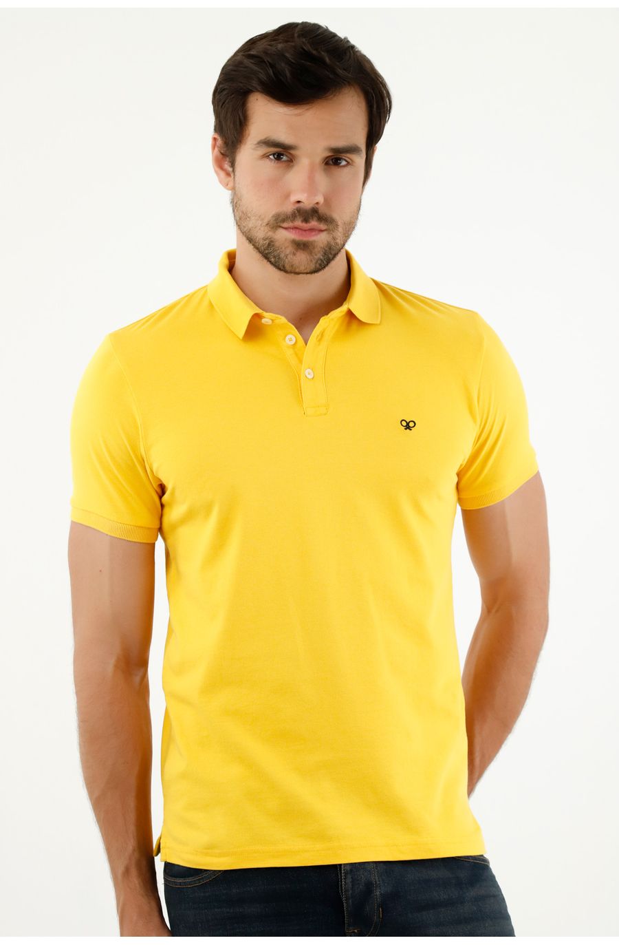Polo amarilla Lycra-Algodón para hombre