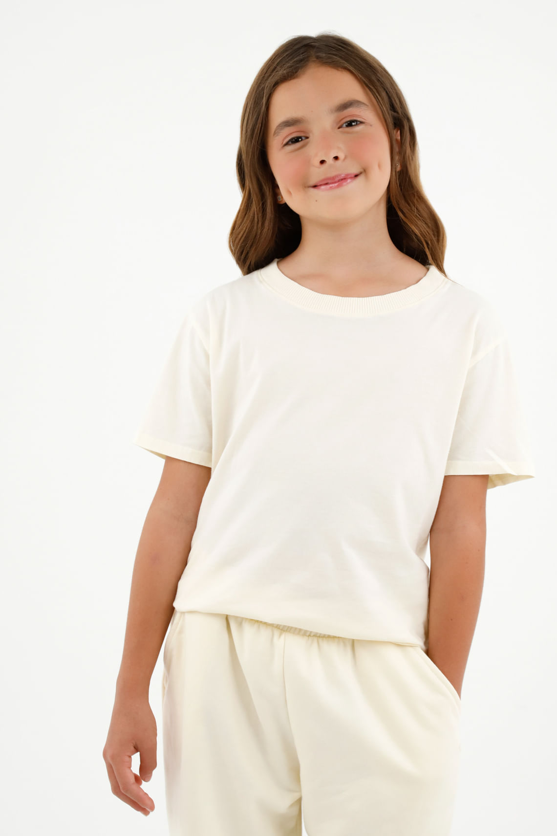 Camiseta crudo manga corta para niña