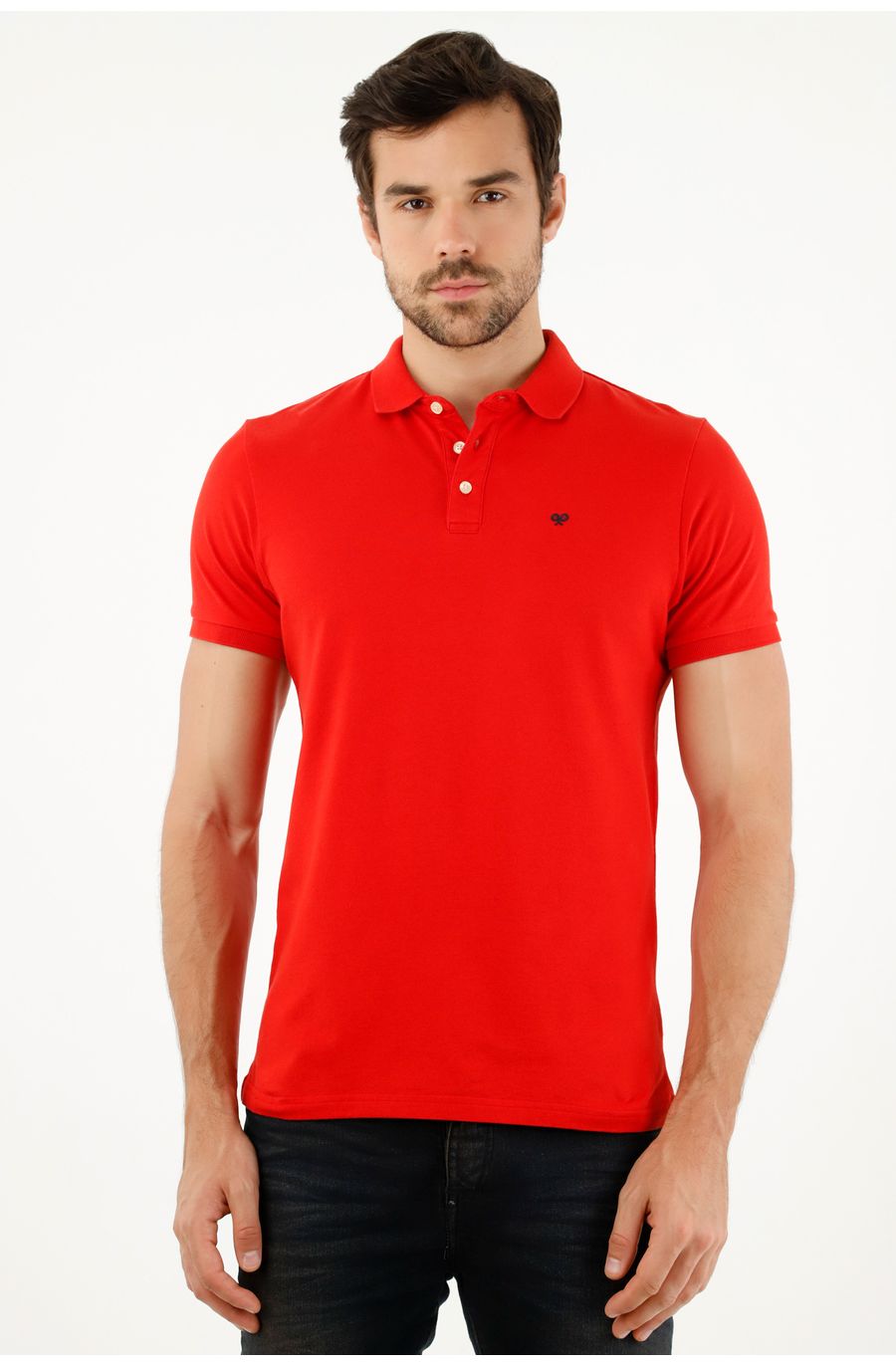 Polo roja Lycra-Algodón para hombre