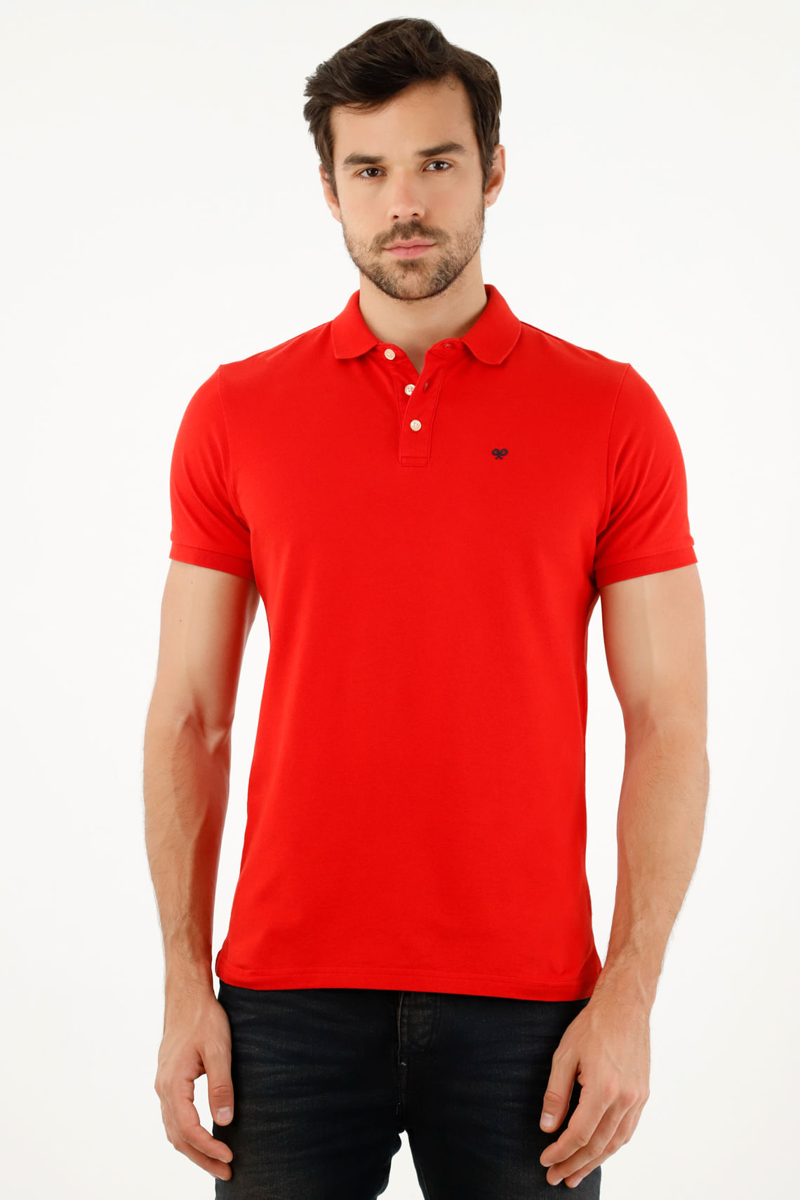 Polo roja Lycra-Algodón para hombre