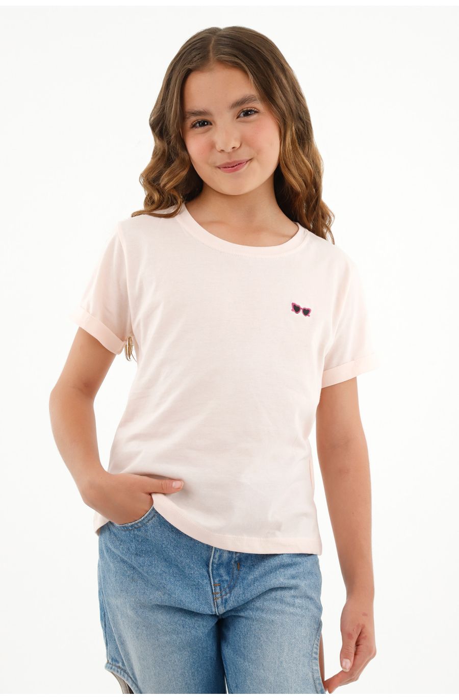 Camiseta rosada manga corta para niña