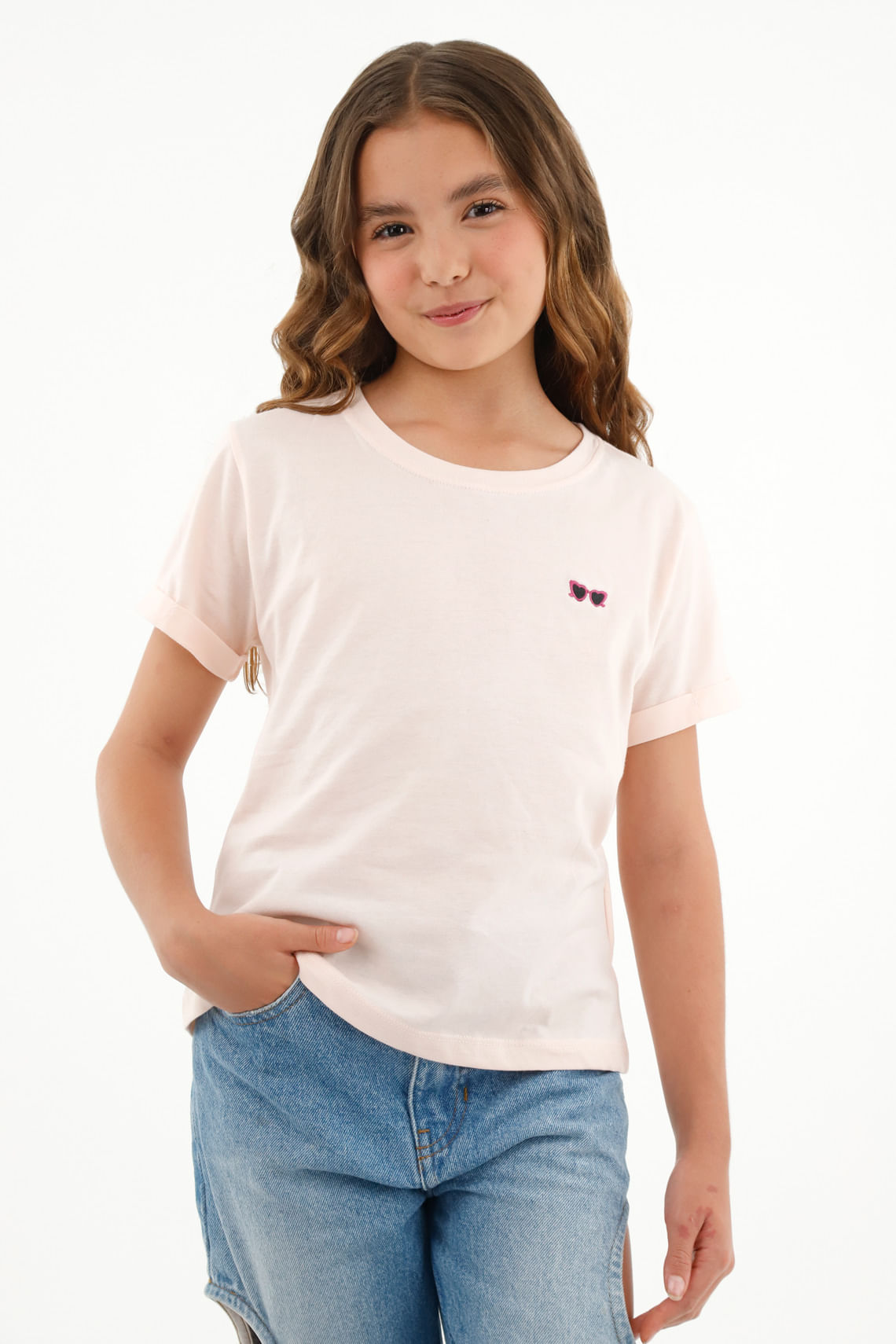 Camiseta rosada manga corta para niña