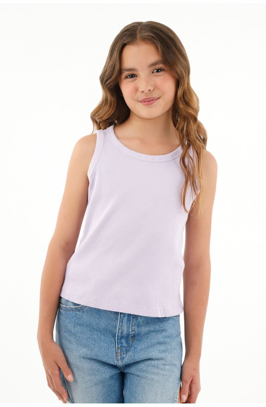 Camiseta manga sisa morada para niña