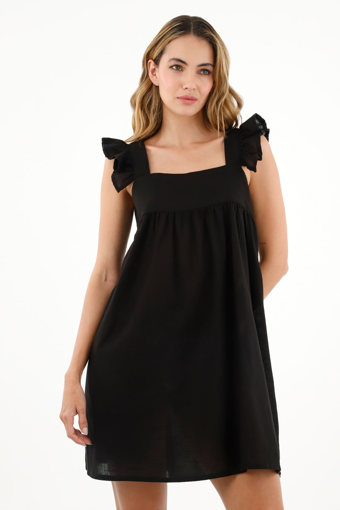 Vestido de tiras con bolero negro para mujer