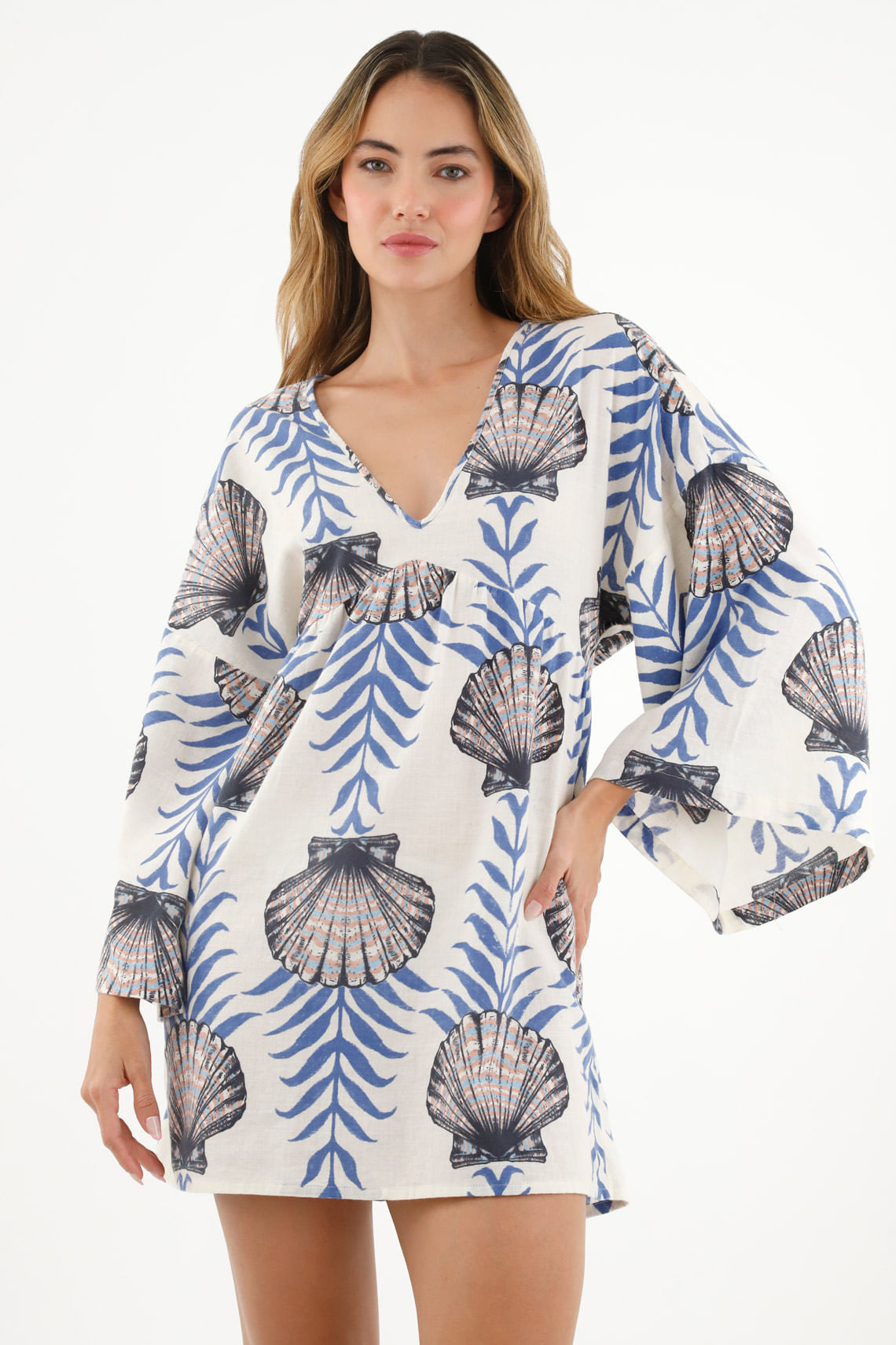 Vestido manga larga estampado para mujer