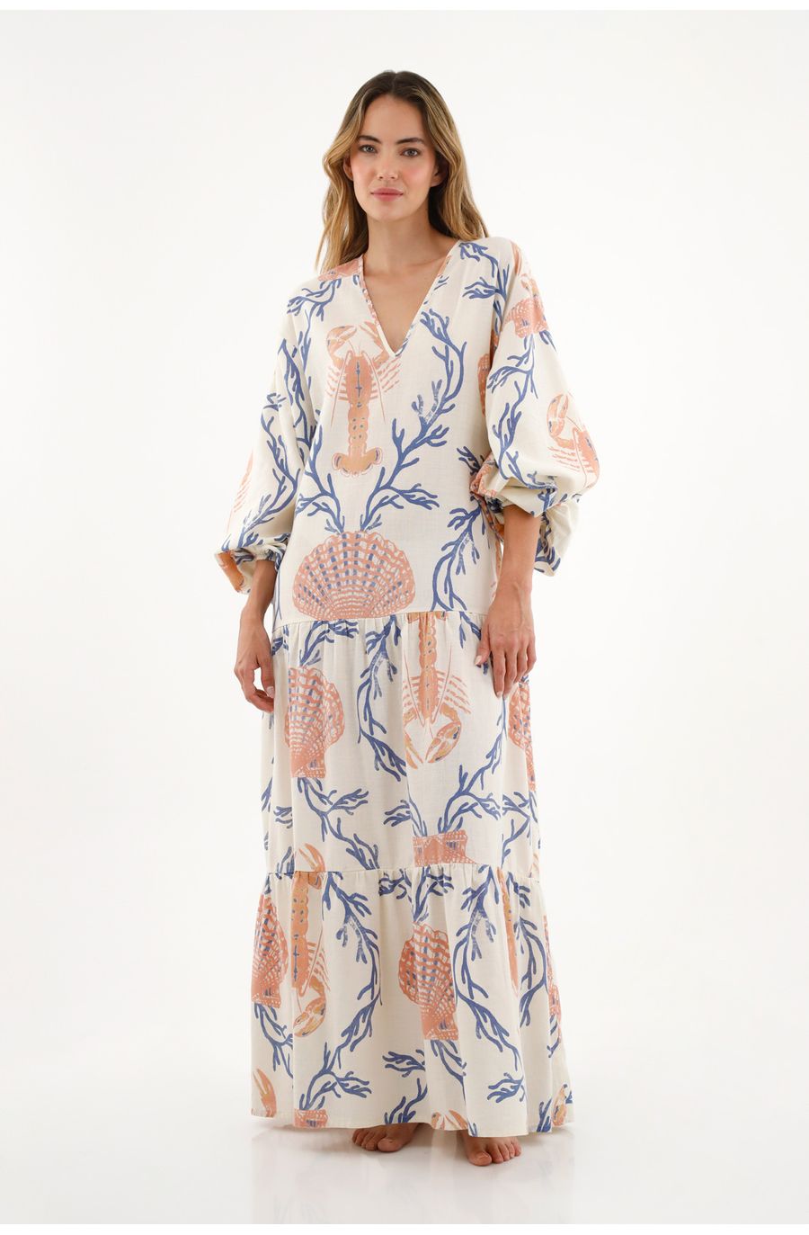 Vestido estampado manga larga para mujer