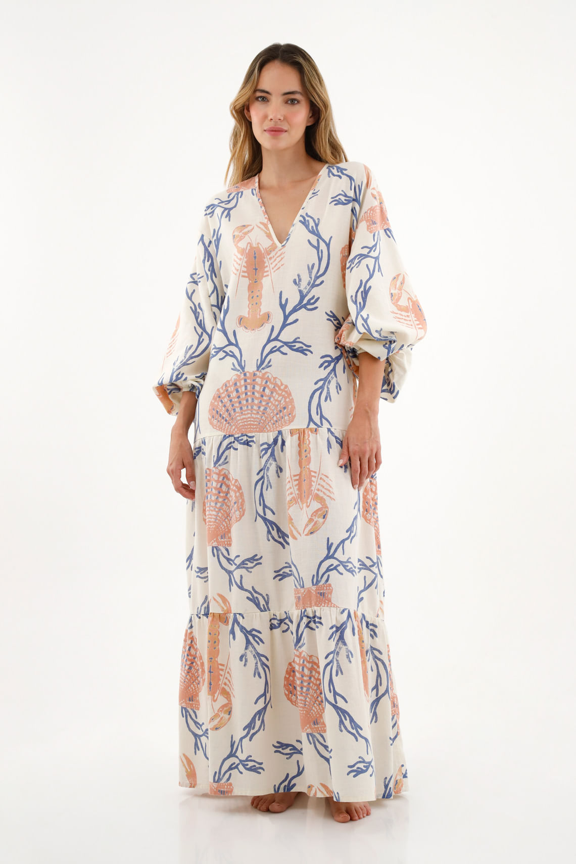 Vestido estampado manga larga para mujer