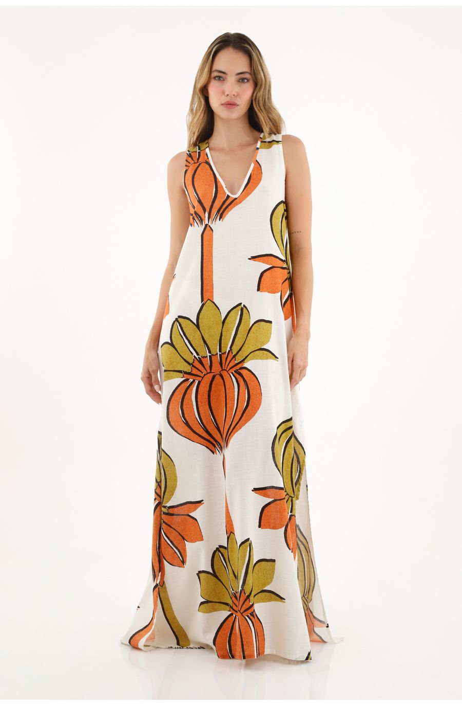 Vestido estampado largo para mujer