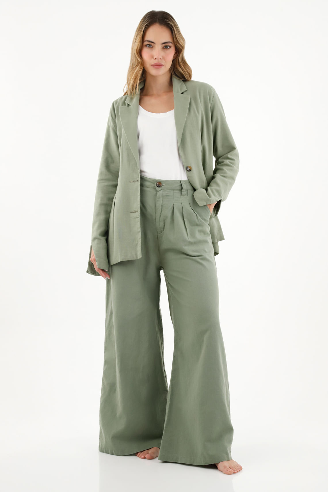 Blazer forrado verde para mujer