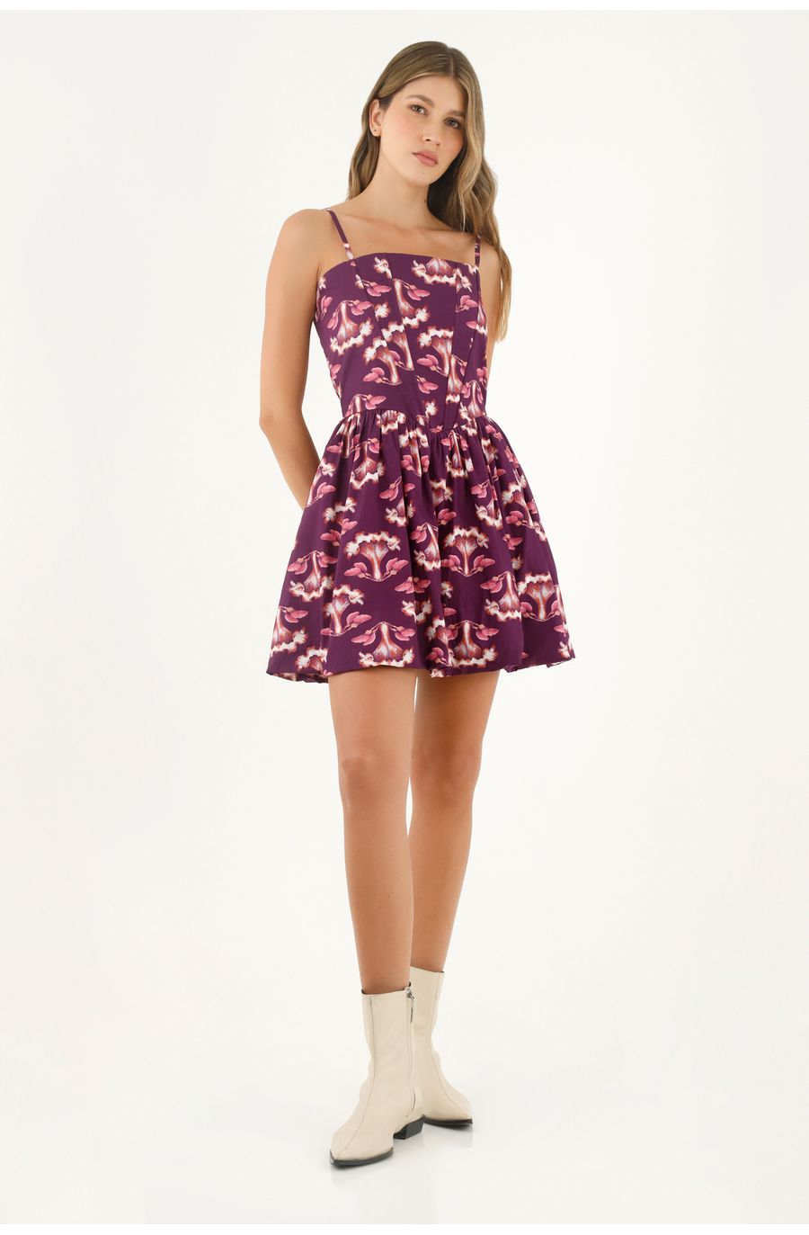 Vestido tipo corsé morado para mujer