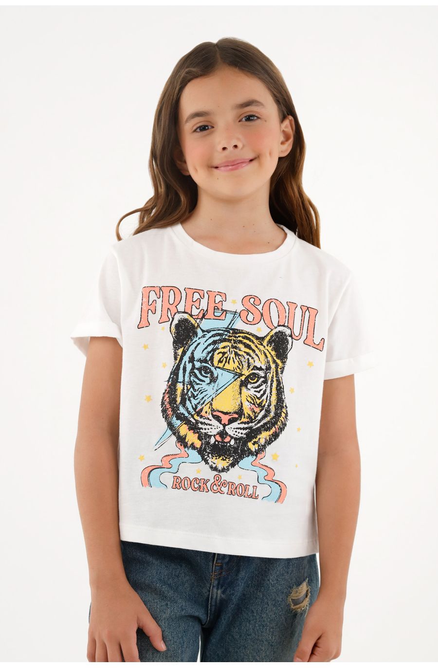 Camiseta estampada blanca para niña