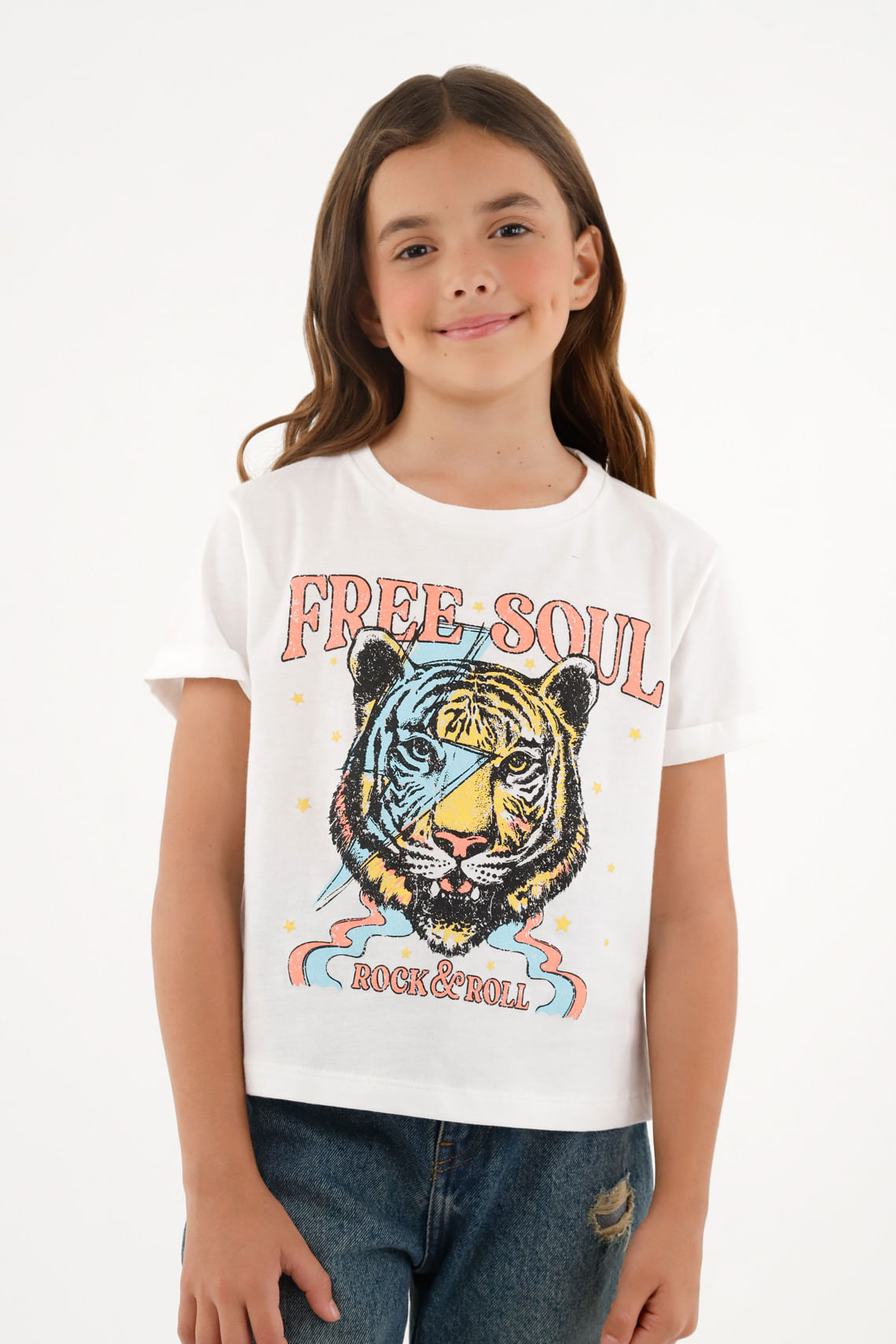 Camiseta estampada blanca para niña