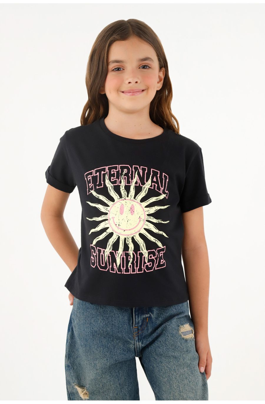 Camiseta estampada negra para niña