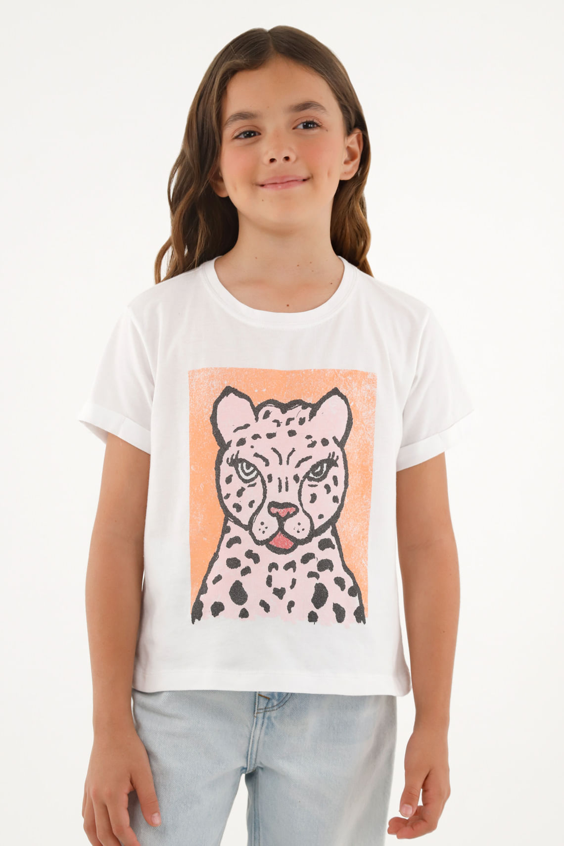 Camiseta estampada blanca para niña