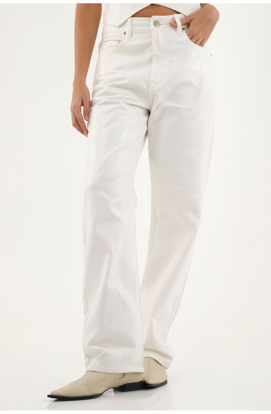 Jean crudo de bota recta para mujer