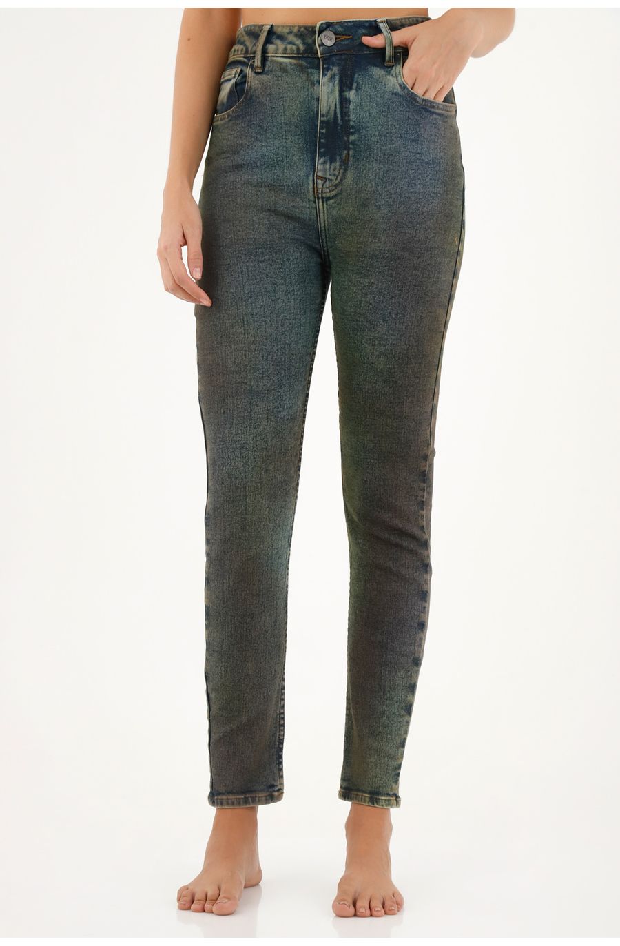 Jean azul con efecto tornasol para mujer