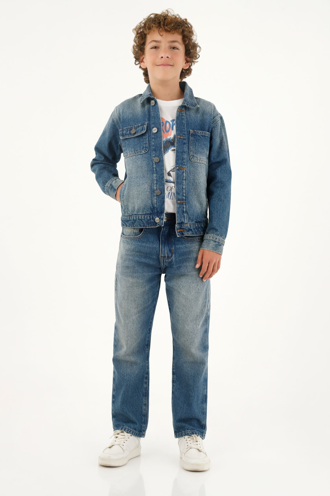 Chaqueta estilo Trucker azul para niño