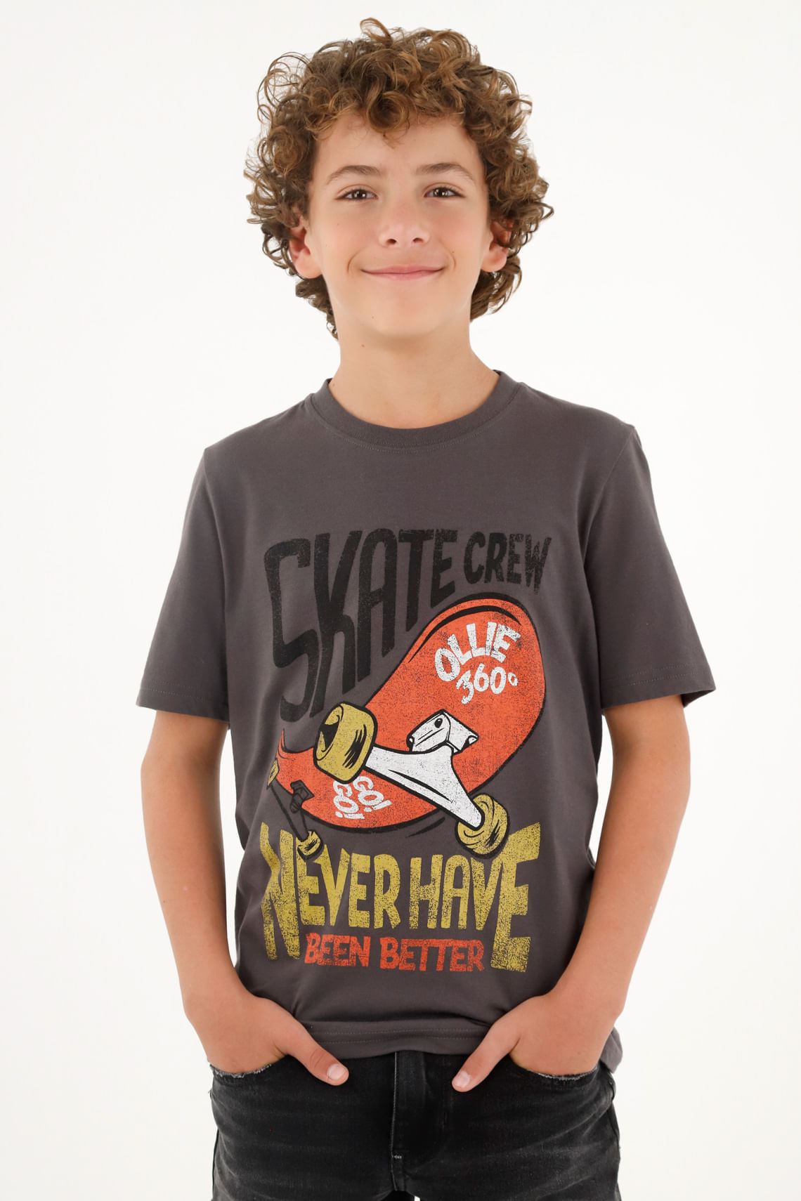 Camiseta gris estampada para niño