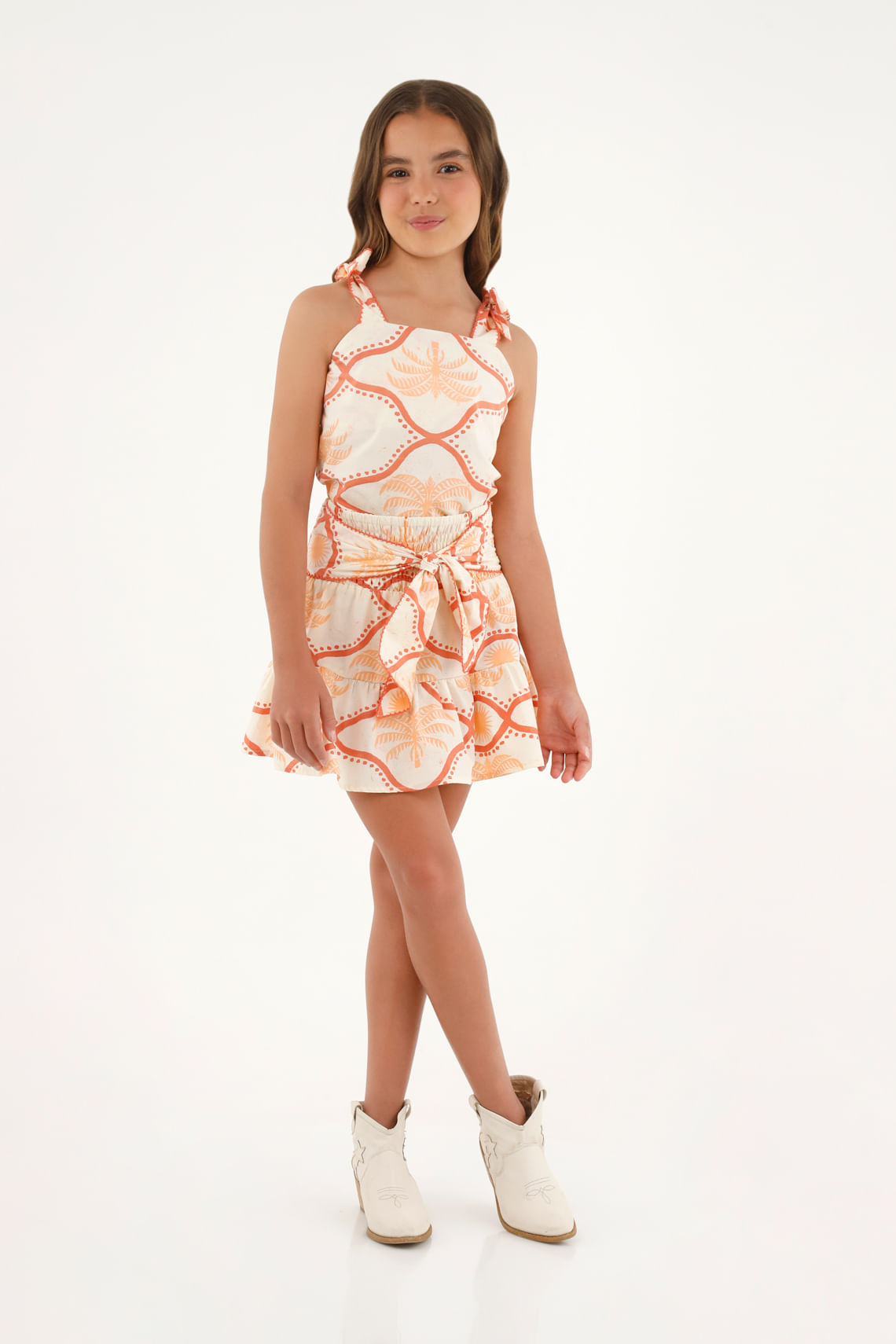 Camisa estampada de escote recto para niña