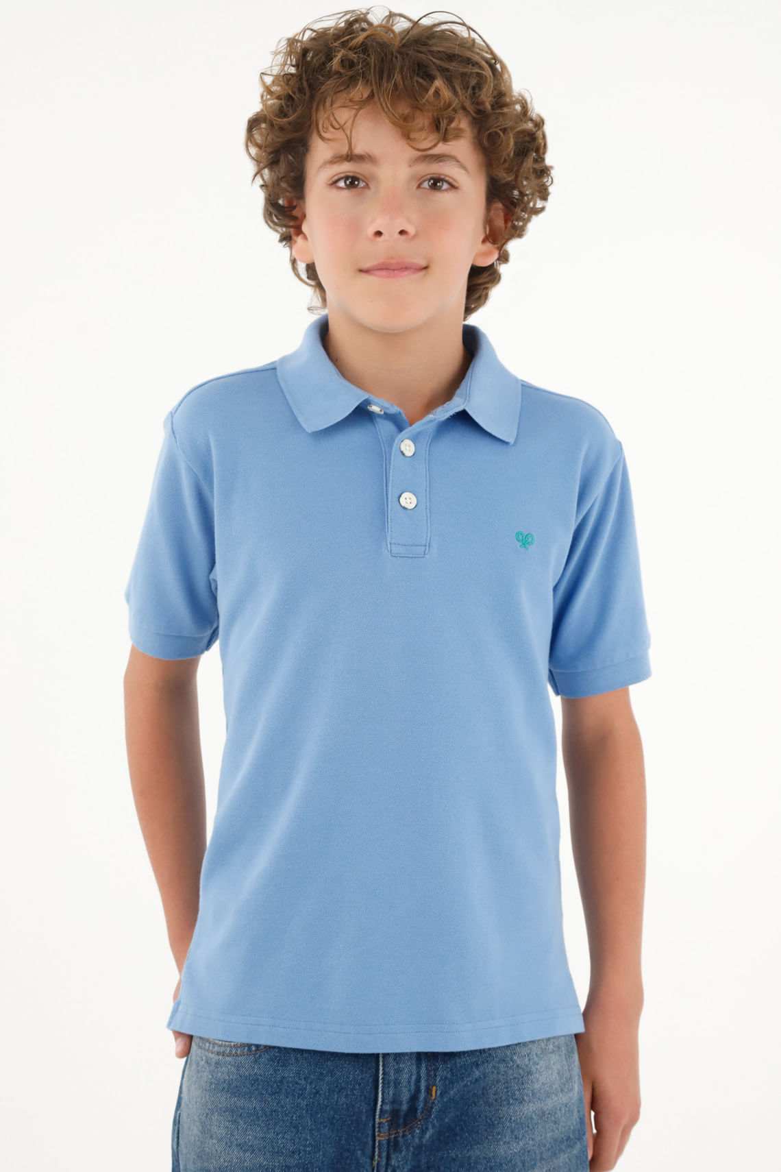Polo azul manga corta para niño