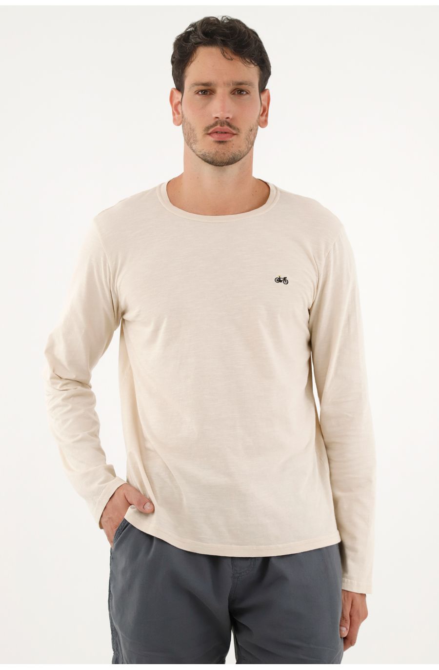 Camiseta manga larga crudo para hombre