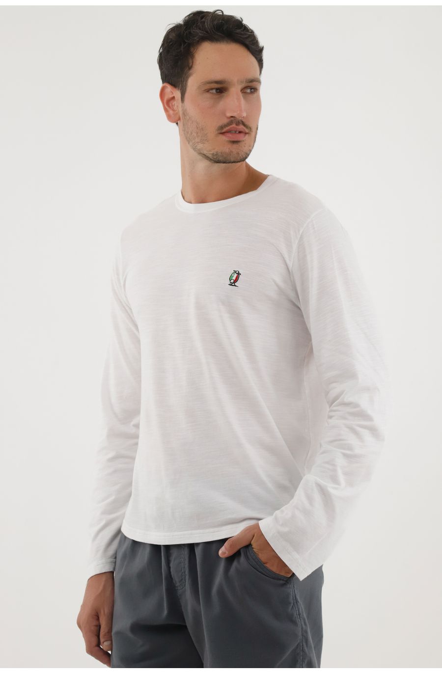 Camiseta manga larga blanca para hombre