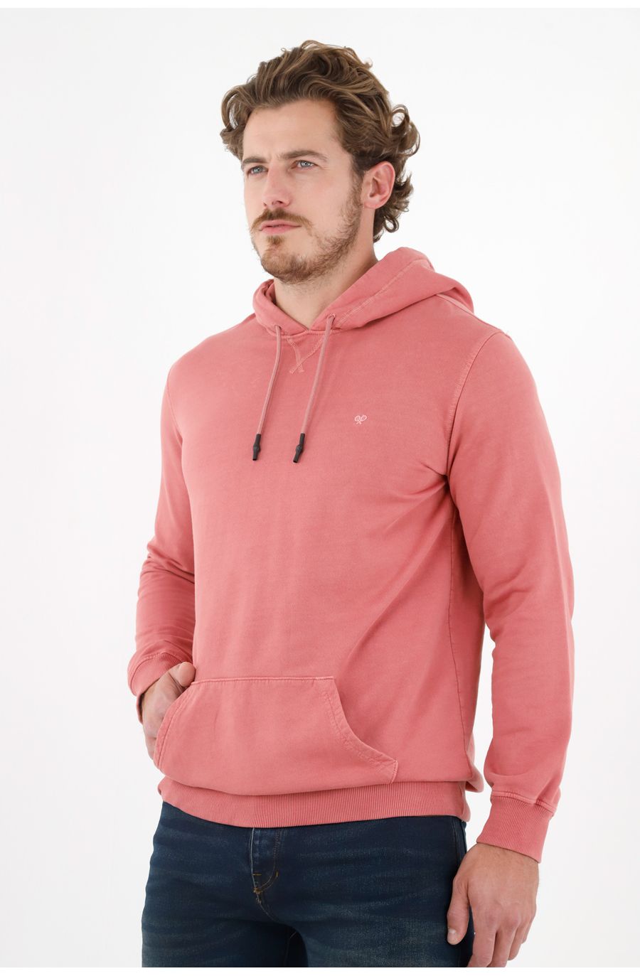 Buzo rosado tipo hoodie para hombre