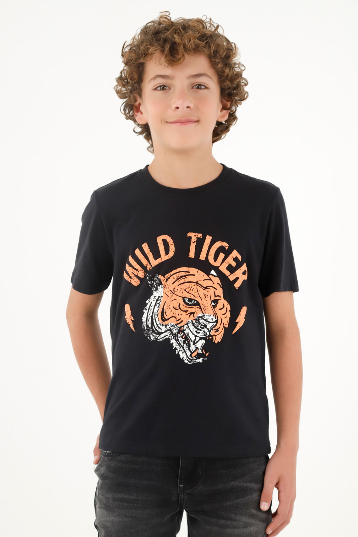 Camiseta negra estampada para niño