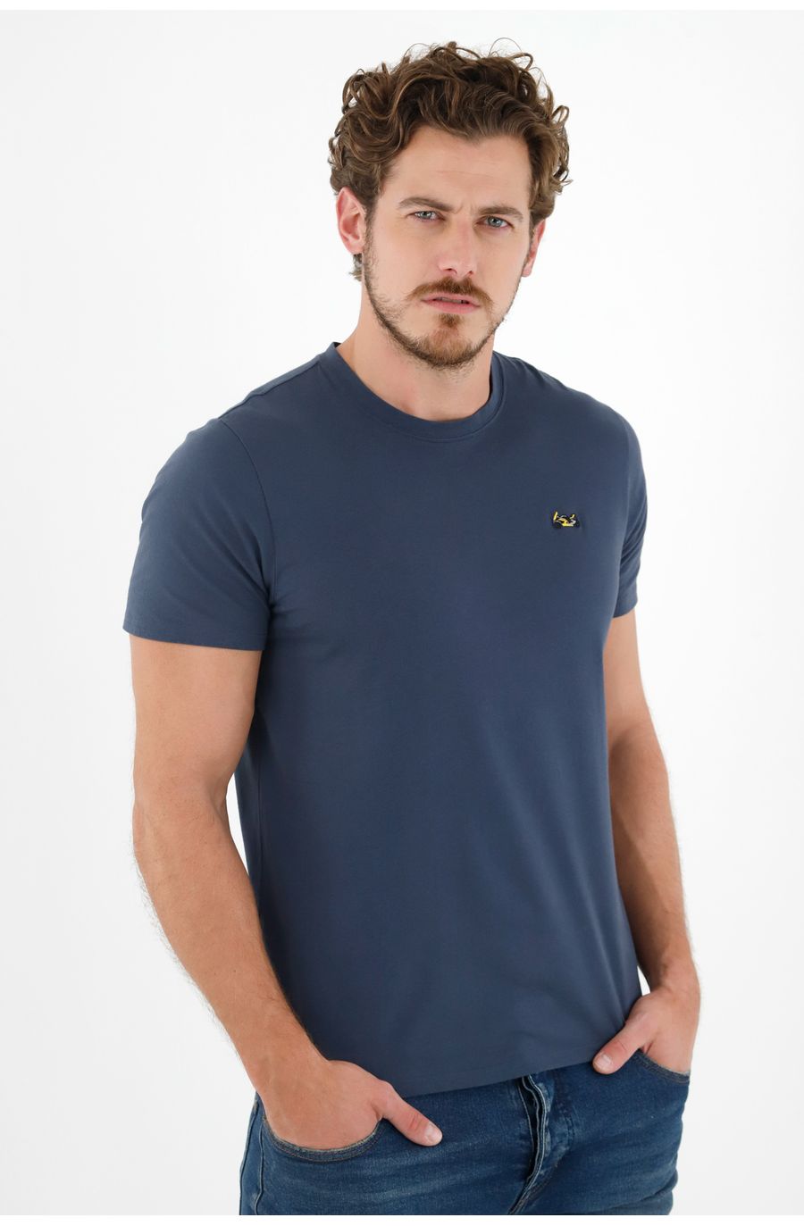 Camiseta básica azul para hombre