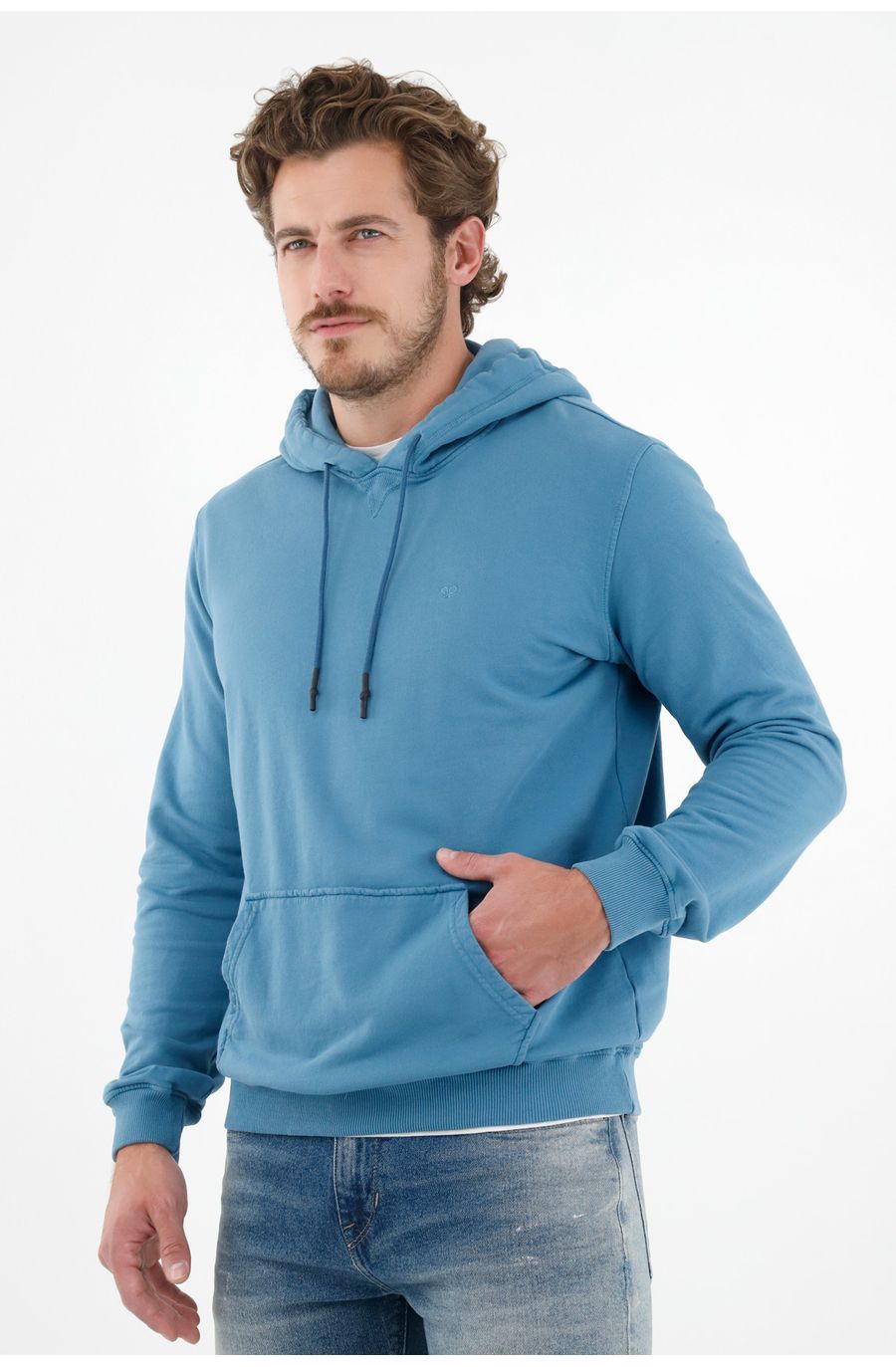 Buzo azul tipo hoodie para hombre