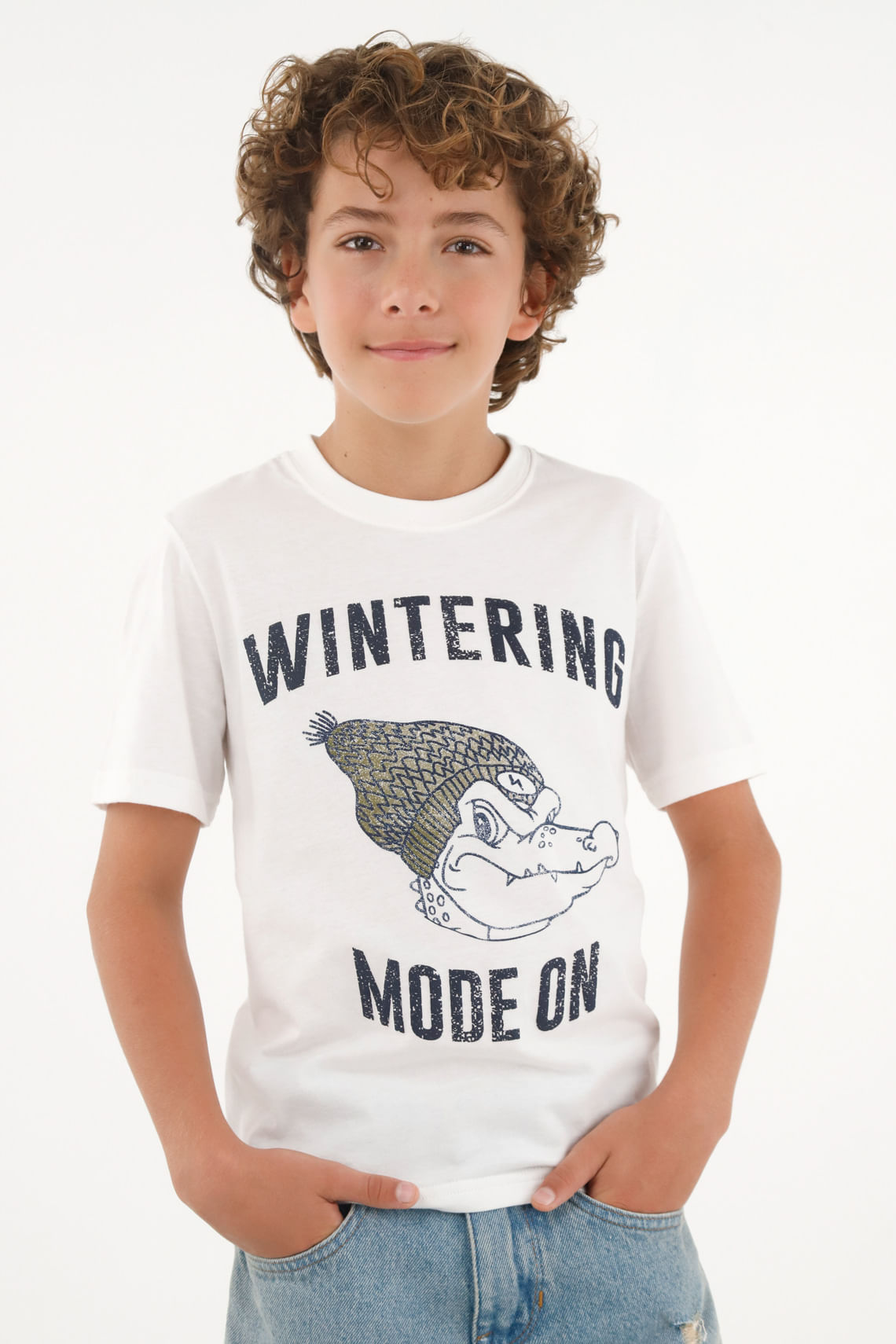 Camiseta crudo estampada para niño