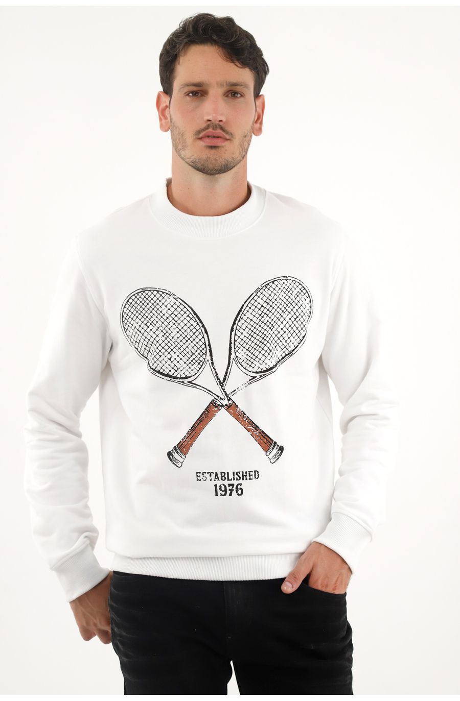 Buzo blanco con estampado para hombre