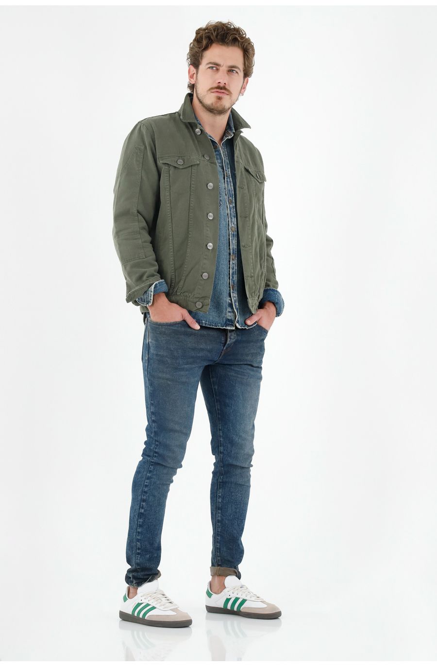 Chaqueta verde con estampado en posterior para hombre