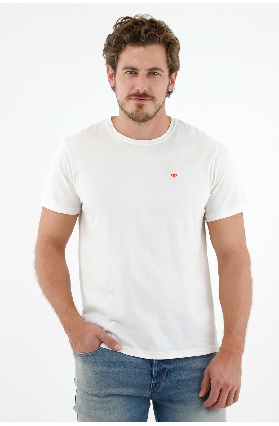 Camiseta crudo estampada en espalda para hombre