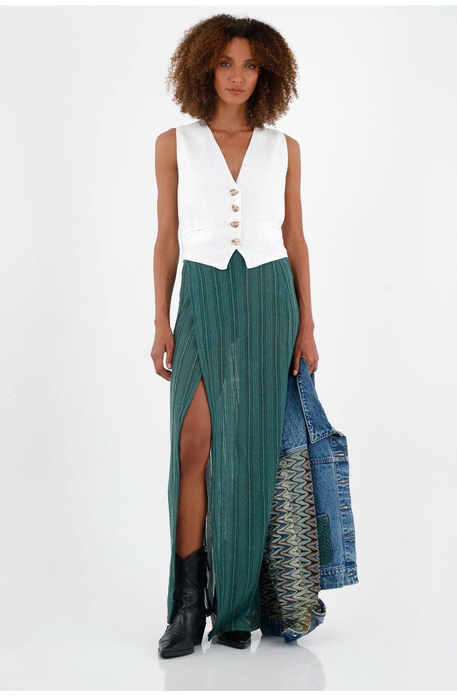 Falda tipo pareo verde para mujer