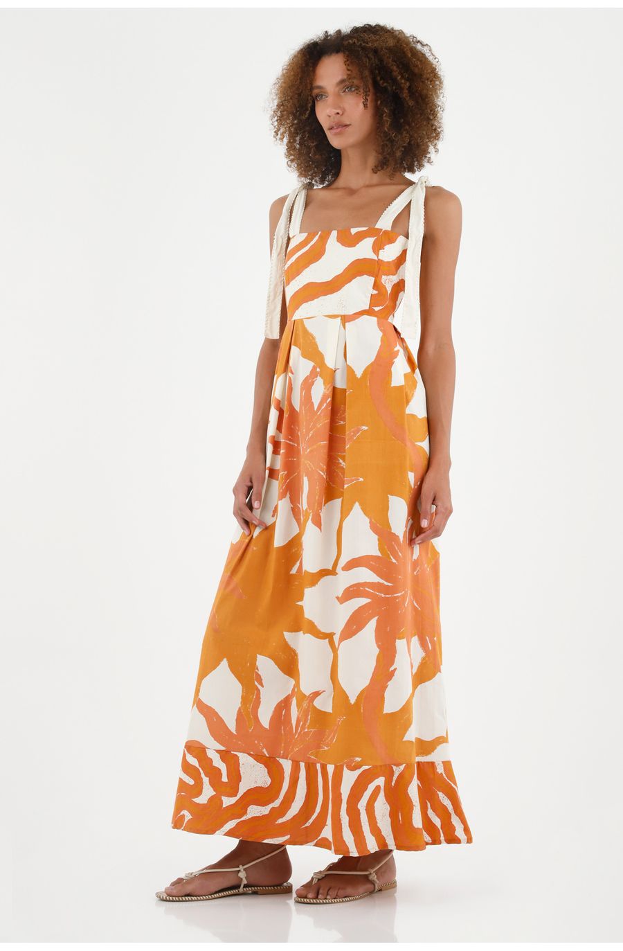 Vestido estampado con escote recto para mujer