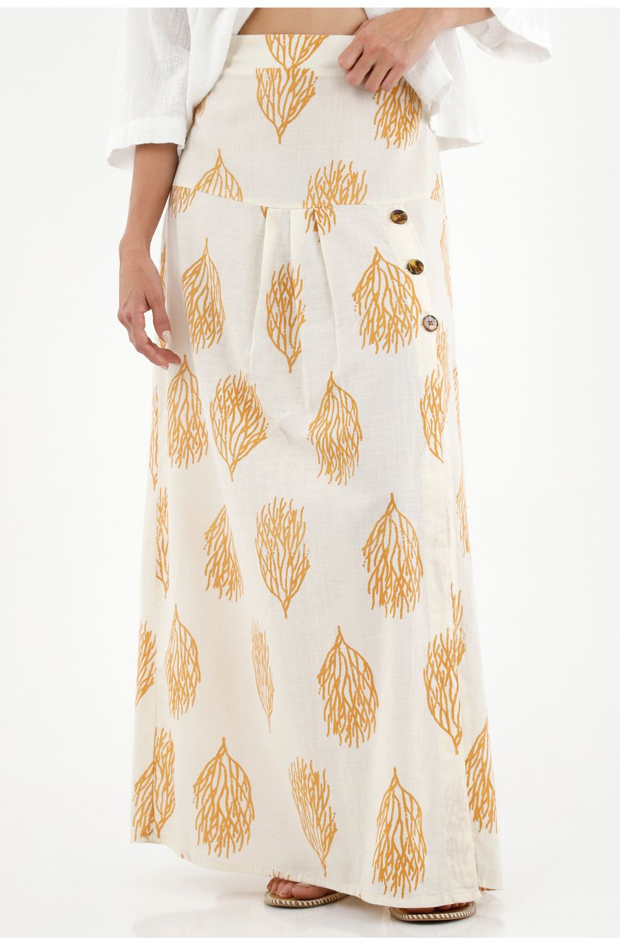 Falda larga estampada para mujer