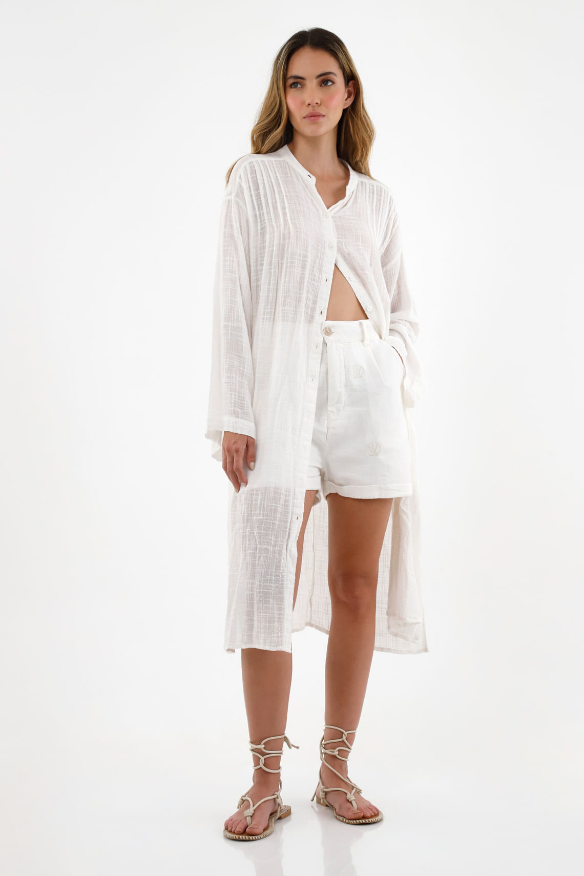 Camisa crudo con transparencia para mujer