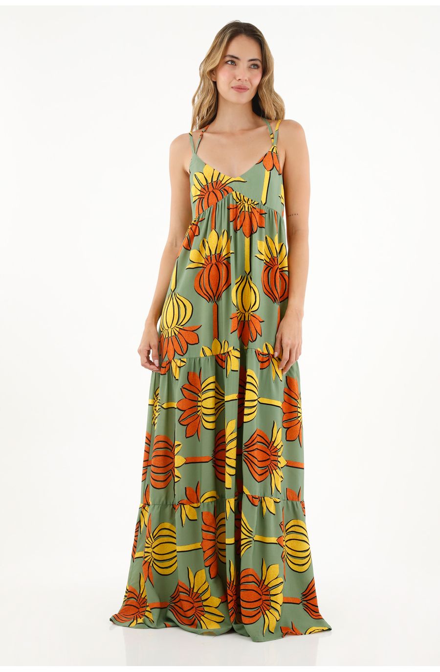 Vestido estampado de tiras para mujer