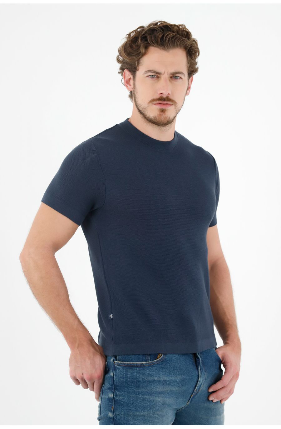 Camiseta cuello redondo azul para hombre