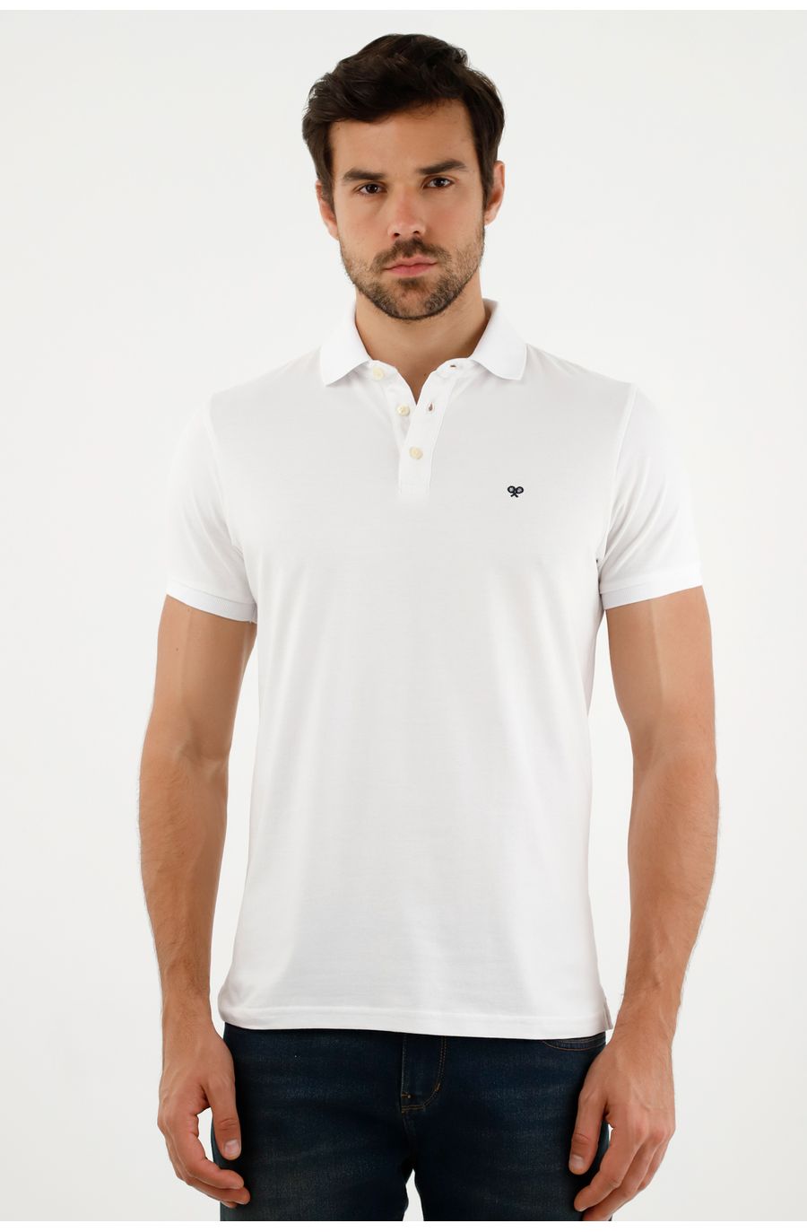 Polo blanca Lycra-algodón para hombre