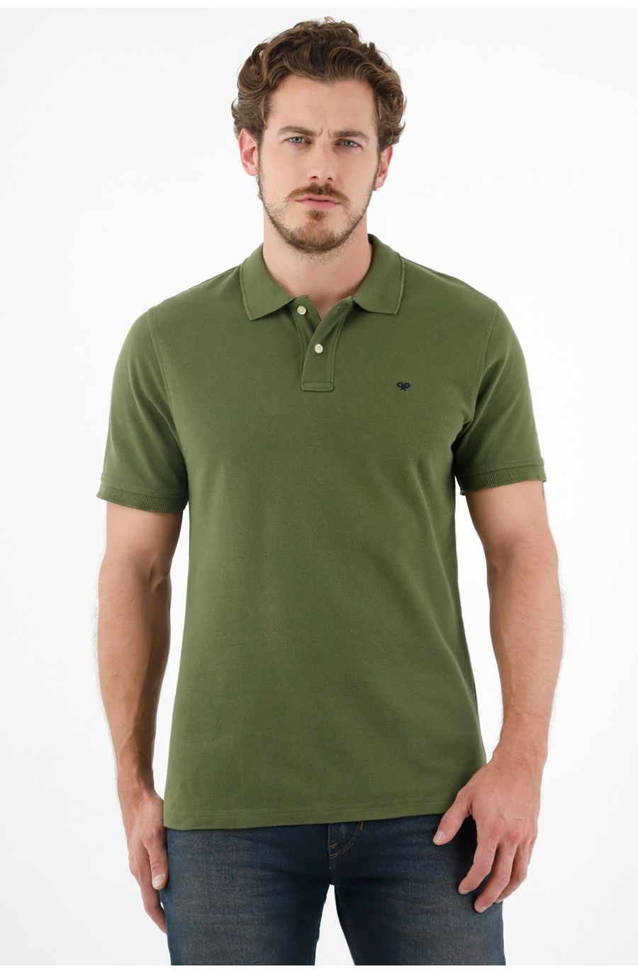 Polo verde con raqueta multicolor para hombre
