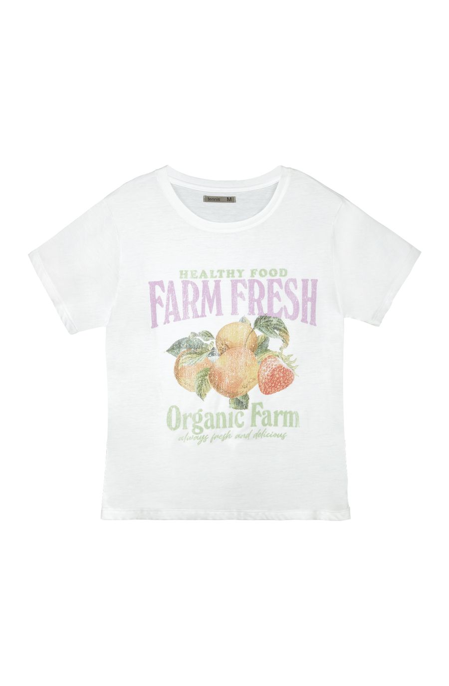 Camiseta blanca estampada en frente para mujer