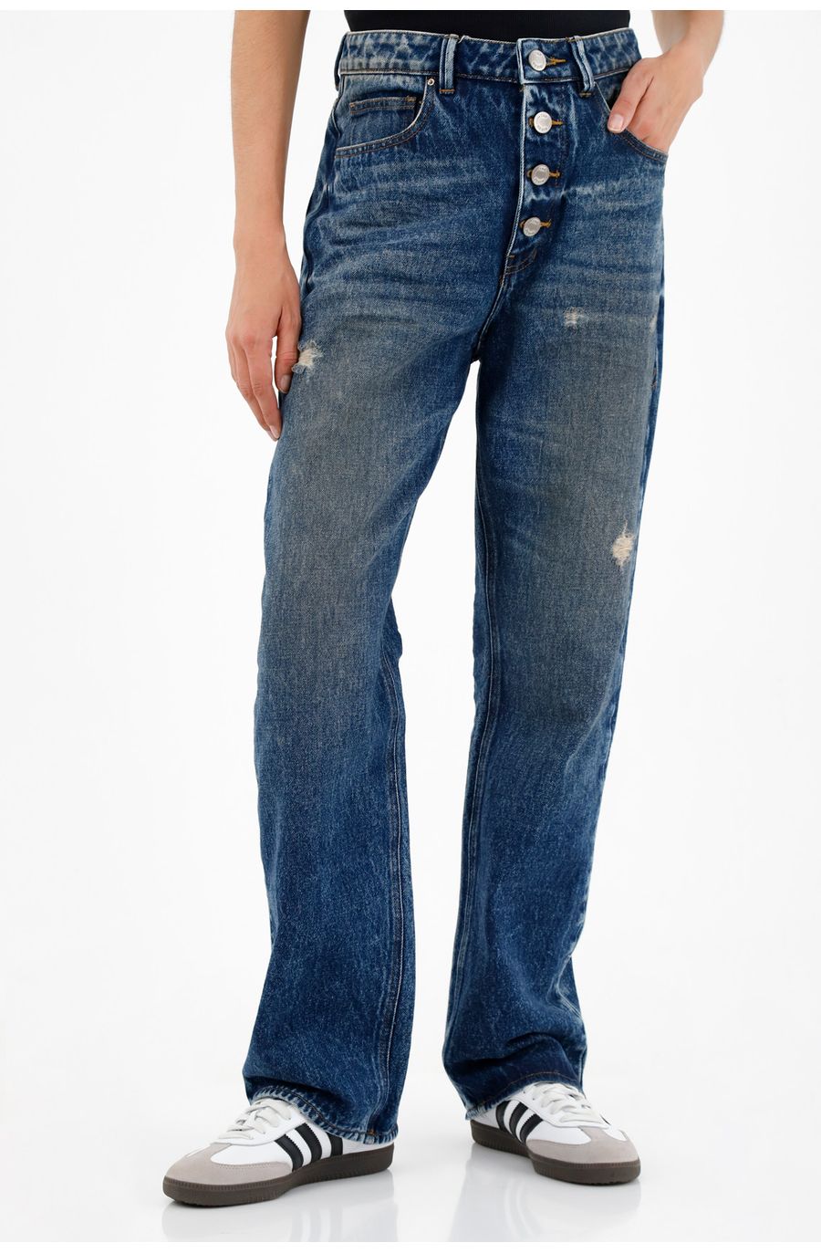 Jean azul con rotos para mujer
