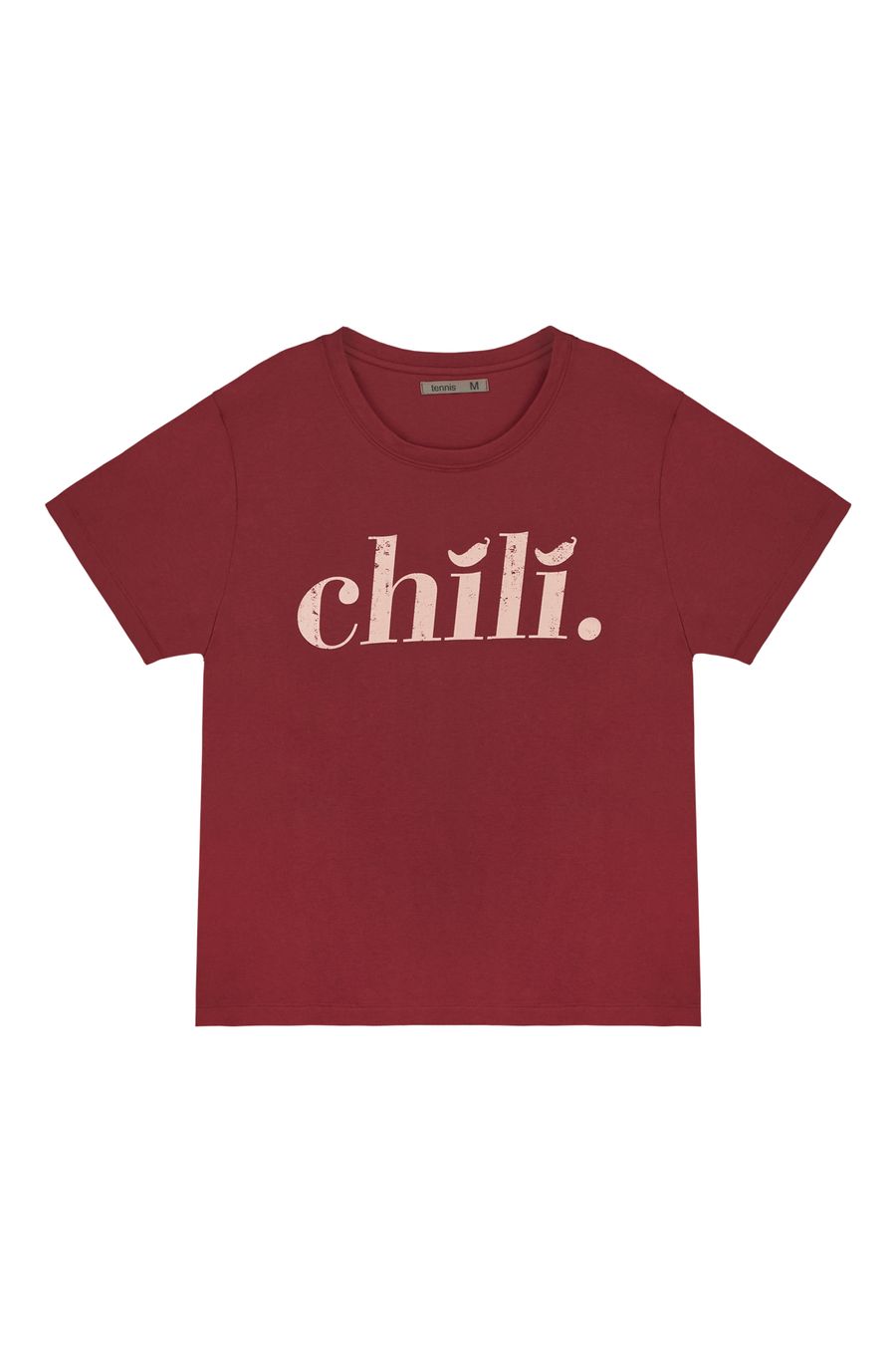 Camiseta roja estampada en frente para mujer