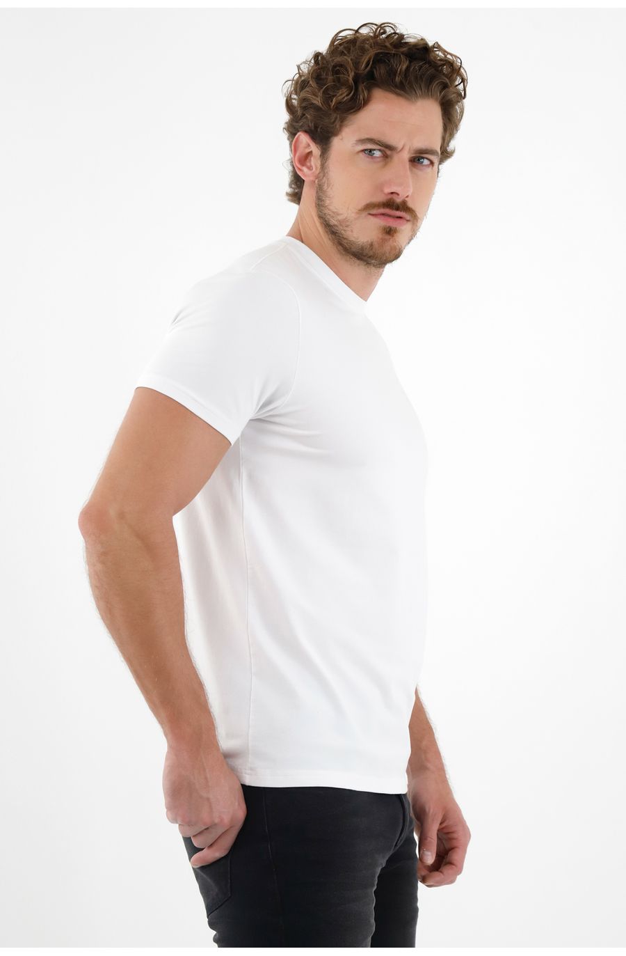 Camiseta blanca cuello redondo para hombre