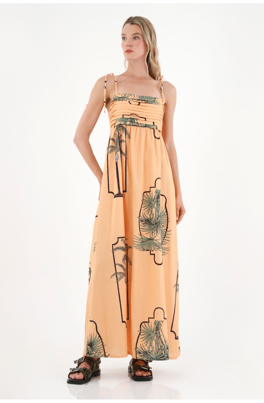 Vestido largo estampado para mujer