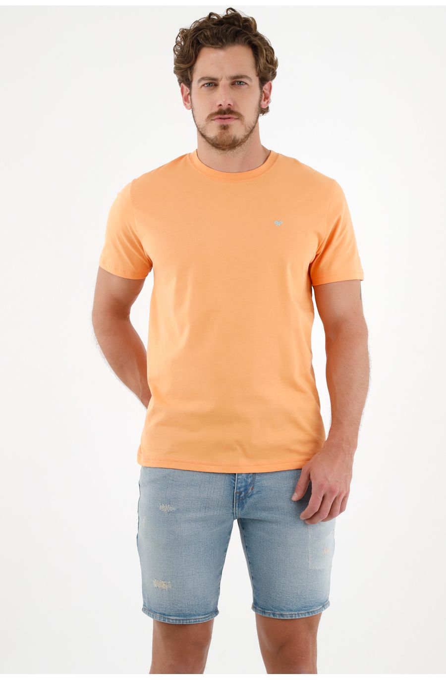 Camiseta naranja manga corta para hombre
