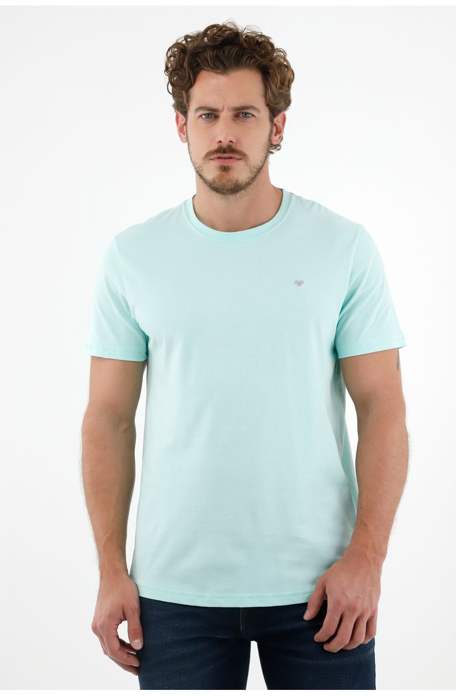 Camiseta verde manga corta para hombre